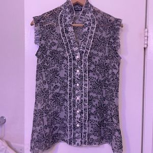 Apt. 9 Floral lace pattern button-up blouse